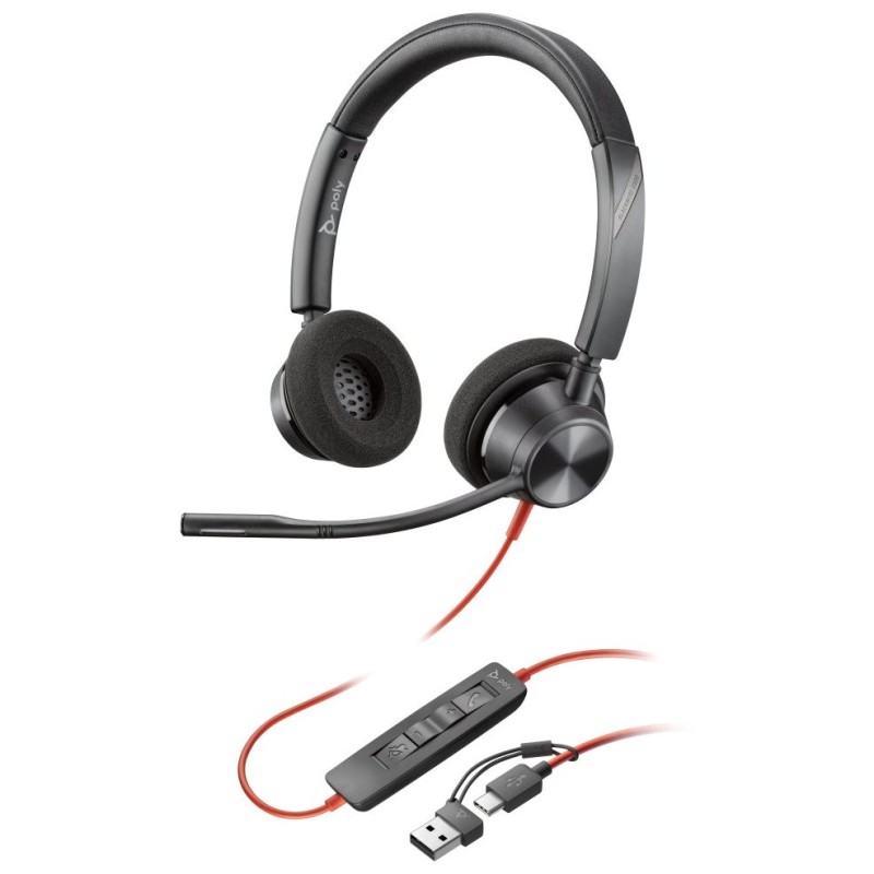Poly Blackwire 3320 náhlavní souprava , USB-C/A adaptér, stereo