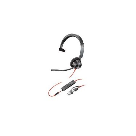 Poly Blackwire 3315 náhlavní souprava, 3.5 mm jack + USB-C/A adaptér, mono
