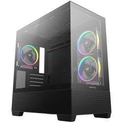 DEEPCOOL Case CG380 3F, mATX, ARGB, Průhledná bočnice, 3x120mm Fan, černá