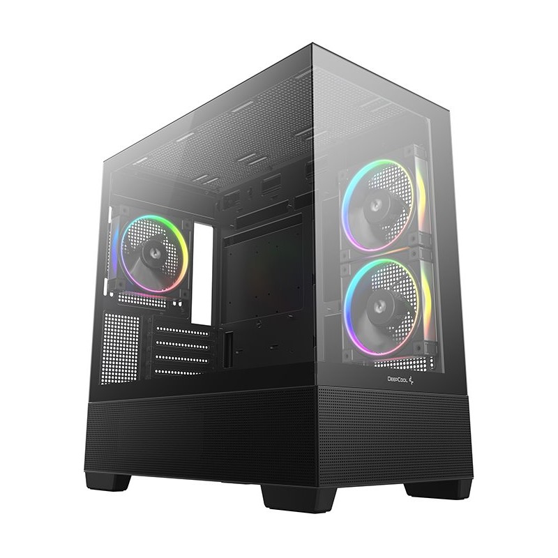 DEEPCOOL Case CG380 3F, mATX, ARGB, Průhledná bočnice, 3x120mm Fan, černá