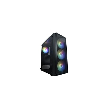 VeinX case ME19A Mid Tower, bez zdroje, 1x USB3.0, 1x USB2.0, 4x 120mm ARGB Fan, 1x ARGB Controller, černá