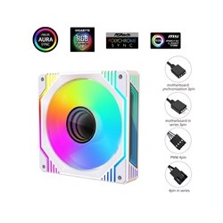 1stCOOL Ventilátor AURA EVO Mirror ARGB PWM, 120mm, bílá