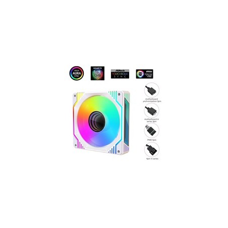 1stCOOL Ventilátor AURA EVO Mirror ARGB PWM, 120mm, bílá