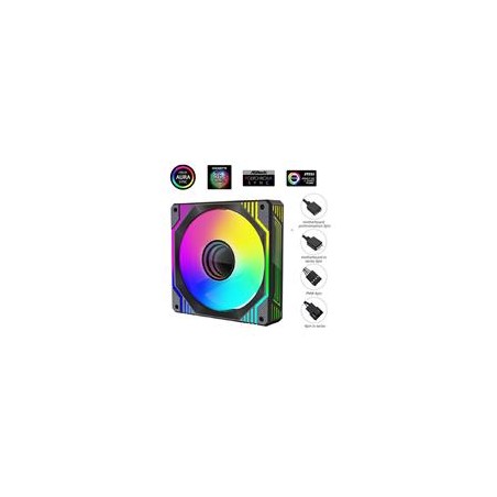1stCOOL Ventilátor AURA EVO Mirror ARGB PWM, 120mm, černá
