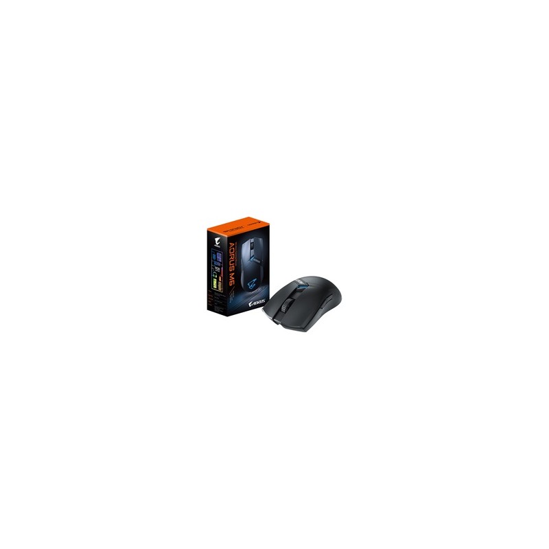 BAZAR GIGABYTE Herní myš Aorus M6, Bezdrátová 2.4GHz, USB-C, černá (ROZBALENO)