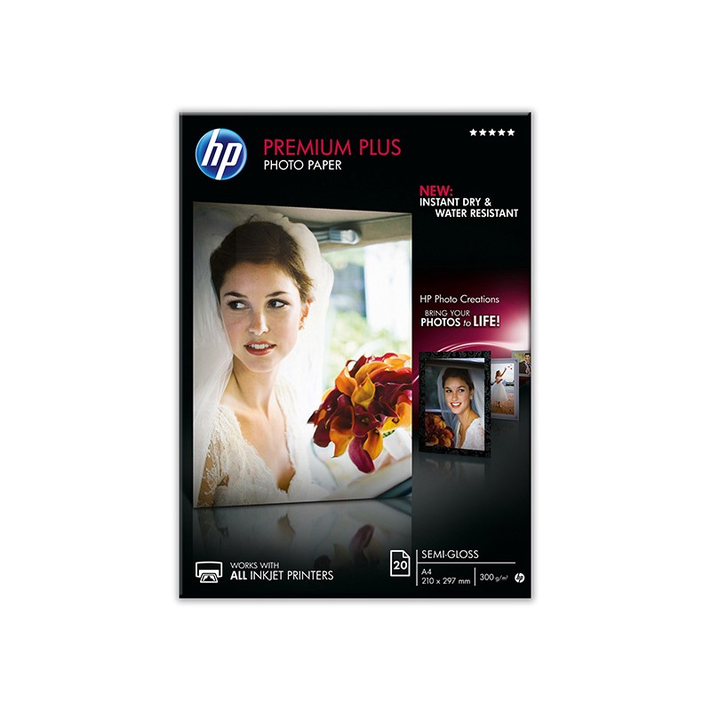 HP Premium Plus Semi-gloss Photo Paper-20 sht/A4/210 x 297 mm, 300 g/m2, CR673A