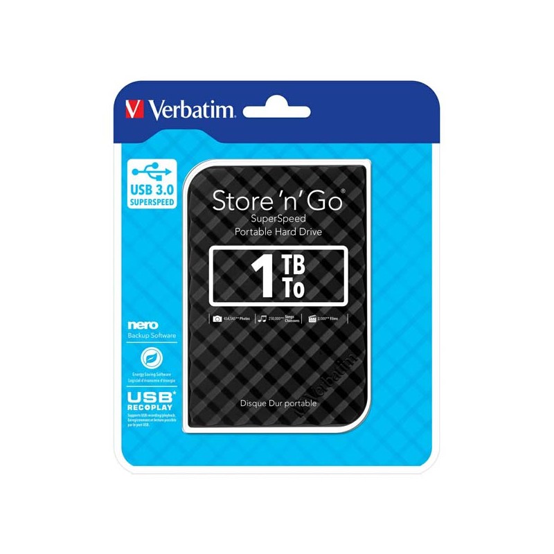 VERBATIM Externí HDD 1TB Store 'n' Go Portable Hard Drive USB 3.0, Black GEN II
