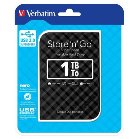 VERBATIM Externí HDD 1TB Store 'n' Go Portable Hard Drive USB 3.0, Black GEN II