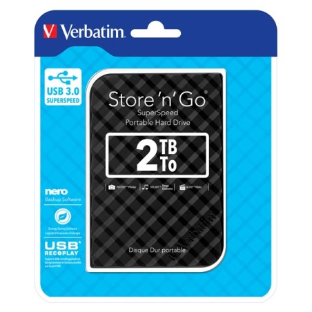 VERBATIM HDD 2.5" 2TB Store 'n' Go Portable Hard Drive USB 3.0, Black GEN II