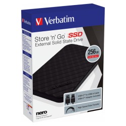 VERBATIM externí SSD 256GB Store ´n´ Go Portable USB3.2 Gen 1, černá
