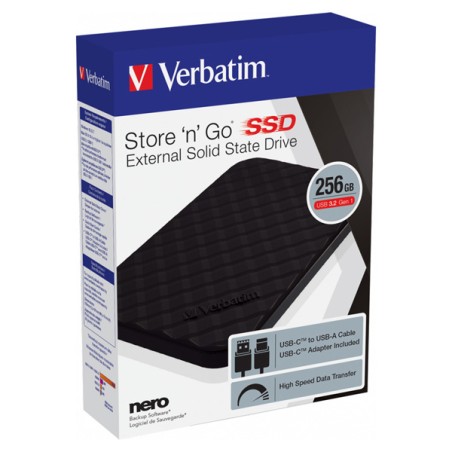 VERBATIM externí SSD 256GB Store ´n´ Go Portable USB3.2 Gen 1, černá