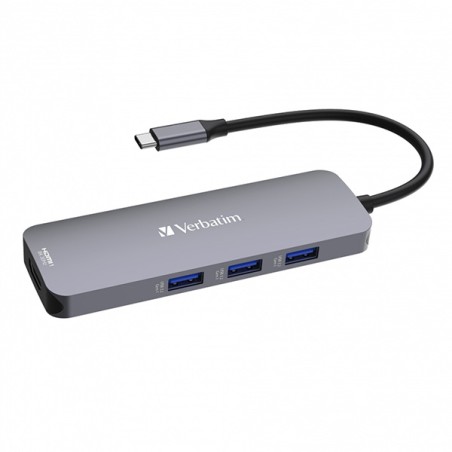 VERBATIM Hub USB-C Pro Multiport 8 Port, 3x USB 3.2, 1x USB-C, 2xHDMI, microSD/SD, šedá