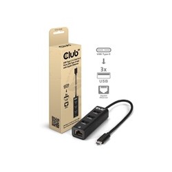 Club3D Dokovací stanice USB-C 4v1, 3xUSB, 1xRJ45, černá