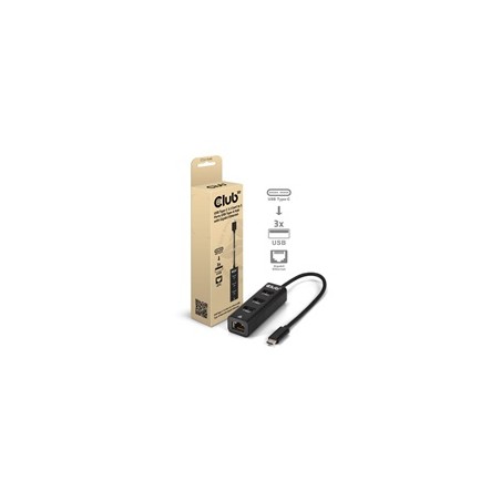 Club3D Dokovací stanice USB-C 4v1, 3xUSB, 1xRJ45, černá