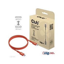 Club3D kabel USB-C, Oboustranný USB-IF Certifikovaný data kabel, PD 240W(48V/5A) EPR M/M 1m