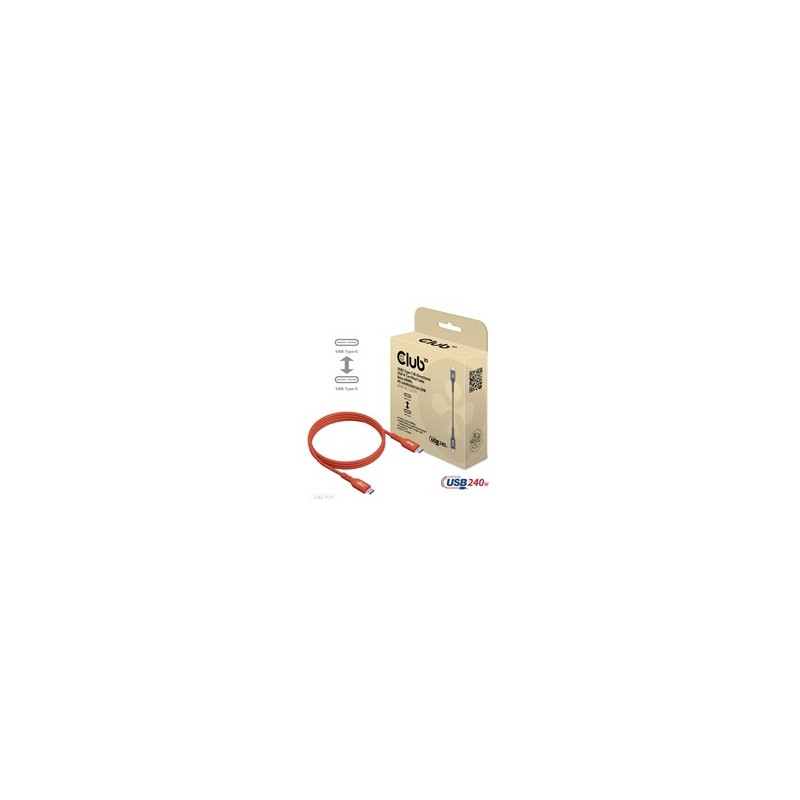 Club3D kabel USB-C, Oboustranný USB-IF Certifikovaný data kabel, PD 240W(48V/5A) EPR M/M 1m