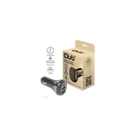 Club3D Auto nabíječka pro Notebooky 36W, 3 porty (2xUSB-A + USB-C)