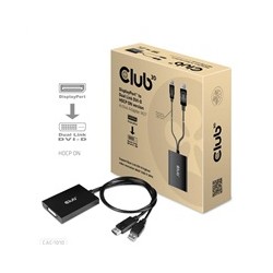 Club3D Adaptér aktivní DisplayPort na Dual Link DVI-D, USB napájení, 60cm, HDCP ON