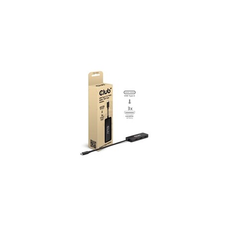 Club3D hub MST USB-C na 3xHDMI, Single: 8K30Hz, Triple: 4K60Hz