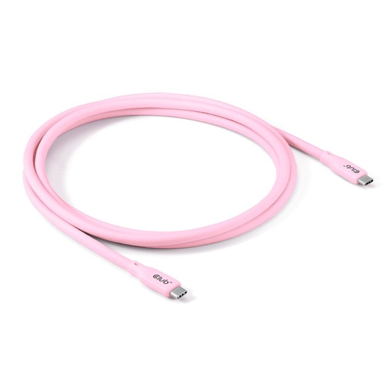 Club3D Kabel USB-C 4.0, 20Gbps, 4K60Hz, PD 240W, 2m, růžová