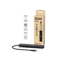 Club3D Dokovací stanice USB-C 7v1, 1xHDMI, 1xUSB-C PD, 2xUSB, 1xRJ45, microSD/SD, černá