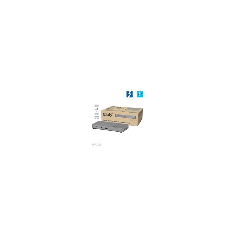 Club3D hub Thunderbolt 5 5v1, 3x USB-C TB5, 1x USB-A, 1x8K60Hz, 3x 5K60Hz, certifikace Thunderbolt Share, 180W