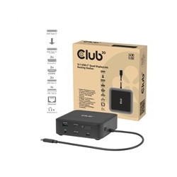 Club3D Dokovací stanice USB-C 12v1, 2xHDMI, 2xDP, 2xUSB-C, 1xUSB-C PD, 3xUSB, 1xRJ45, 1x3.5mm, černá