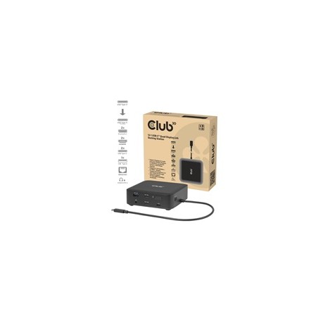 Club3D Dokovací stanice USB-C 12v1, 2xHDMI, 2xDP, 2xUSB-C, 1xUSB-C PD, 3xUSB, 1xRJ45, 1x3.5mm, černá