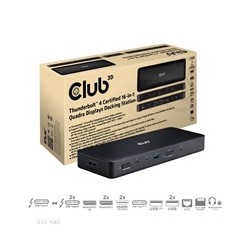 Club3D Dokovací stanice USB-C 16v1, 3xDP, 2xHDMI, 1xUSB-C, 3xUSB, 1xRJ45, 1x3.5mm, černá