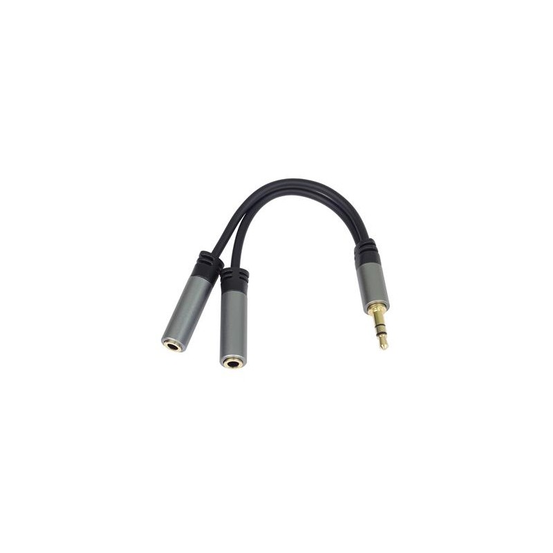PremiumCord rozdvojka HQ 3,5mm Jack Male - 2x Jack Female 15cm