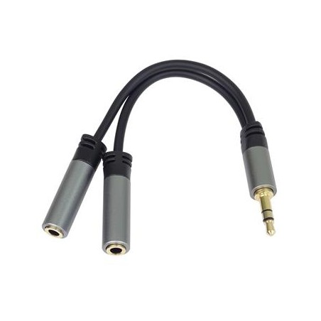 PremiumCord rozdvojka HQ 3,5mm Jack Male - 2x Jack Female 15cm