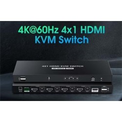 PREMIUMCORD HDMI switch, 4K@60Hz HDMI2.0 KVM 4:1, s dálkovým ovladačem