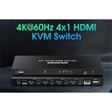 PREMIUMCORD HDMI switch, 4K@60Hz HDMI2.0 KVM 4:1, s dálkovým ovladačem