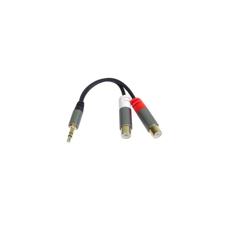 PremiumCord kabel HQ Jack 3.5mm Male - 2x CINCH Female 15cm