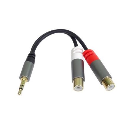 PremiumCord kabel HQ Jack 3.5mm Male - 2x CINCH Female 15cm