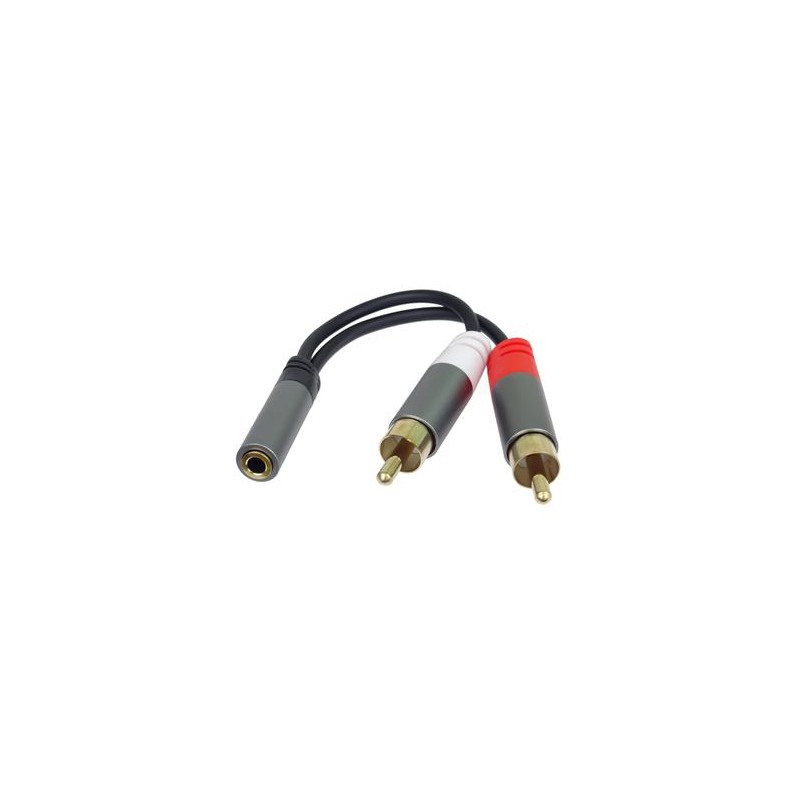 PremiumCord kabel HQ Jack 3.5mm Female - 2x CINCH Male 15cm
