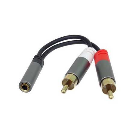 PremiumCord kabel HQ Jack 3.5mm Female - 2x CINCH Male 15cm