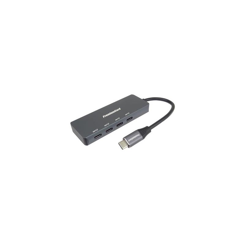 PREMIUMCORD Hub USB-C na 4x USB 3.2 Typ-C, 5G SuperSpeed, Aluminum
