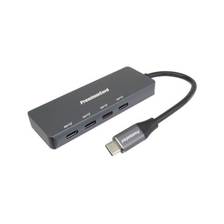 PREMIUMCORD Hub USB-C na 4x USB 3.2 Typ-C, 5G SuperSpeed, Aluminum