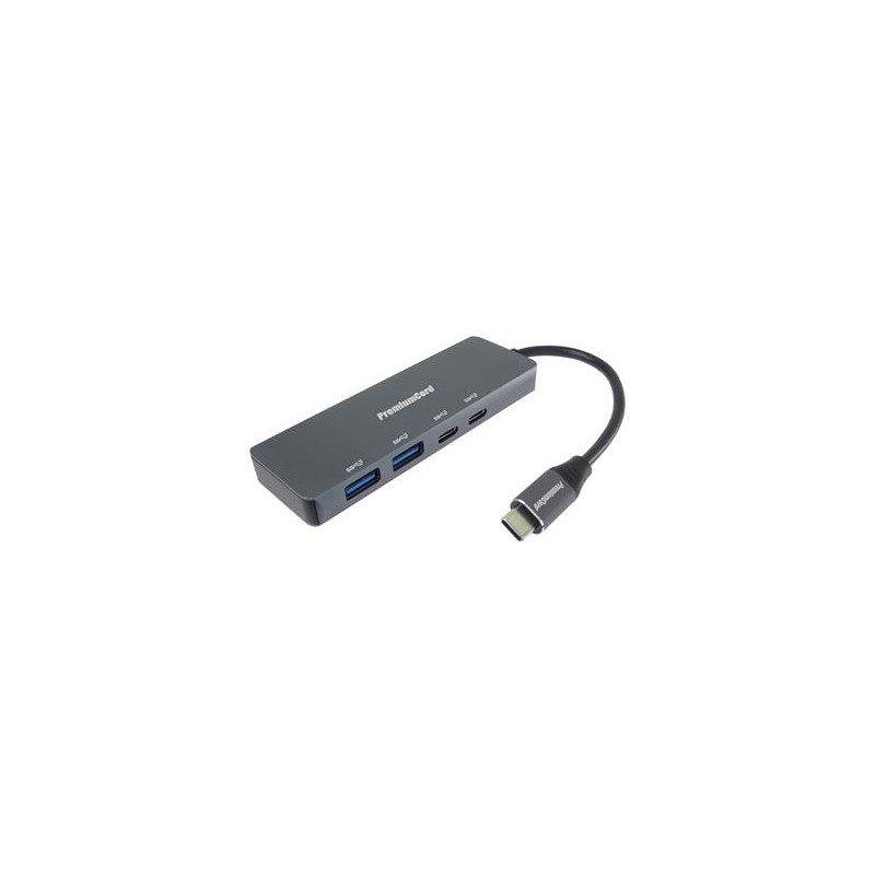 PREMIUMCORD Hub USB-C na 2x USB 3.2 Typ-C +2x USB 3.2, 5G SuperSpeed, Aluminum