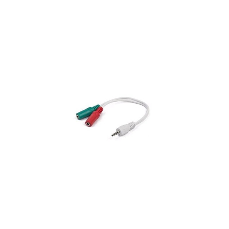 GEMBIRD Kabel rozdvojka jack 3,5mm (4 pólový) na 2x3,5mm M/F, 20cm, bíla