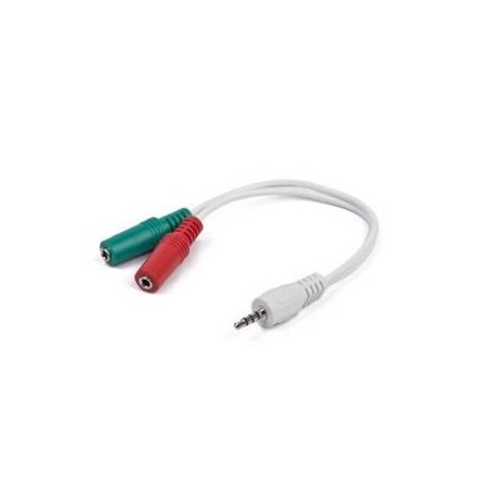 GEMBIRD Kabel rozdvojka jack 3,5mm (4 pólový) na 2x3,5mm M/F, 20cm, bíla