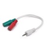 GEMBIRD Kabel rozdvojka jack 3,5mm (4 pólový) na 2x3,5mm M/F, 20cm, bíla