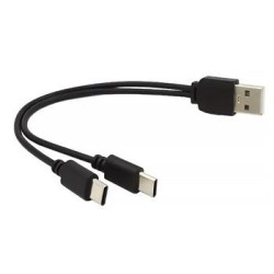 PREMIUMCORD Nabíjecí kabel USB 2.0, 2xUSB-C na USB, 15cm, černá