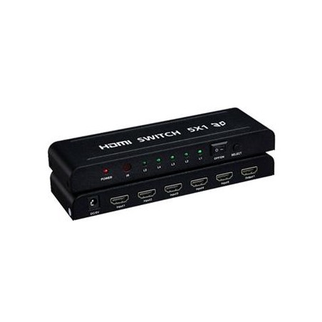 PREMIUMCORD HDMI switch 5:1 kovový s dálkovým ovladačem a napájecím adaptérem