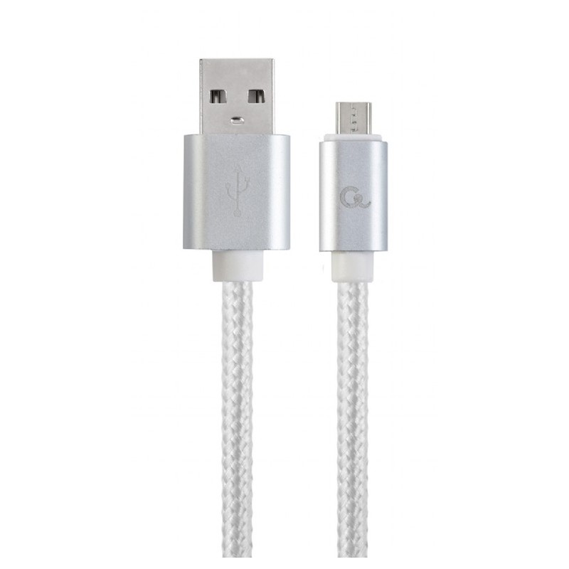 GEMBIRD Kabel MicroUSB - USB, opletený, stříbrný, 180cm