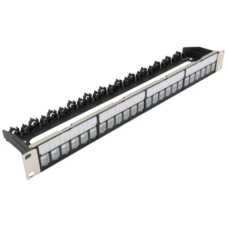 19" modulární stíněný patch panel XtendLan 24port, 4x vyjímatelný modul, černý