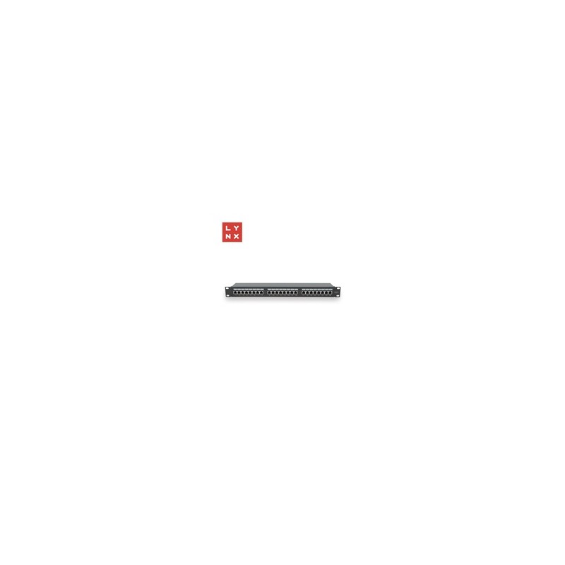 LYNX 19" patch panel 24-port, STP Cat6, 50µ, stíněný, černý