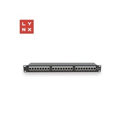LYNX 19" patch panel 24-port, STP Cat6a, 50µ, stíněný, černý