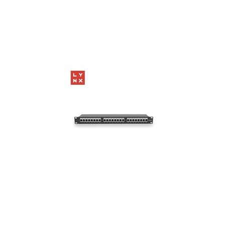 LYNX 19" patch panel 24-port, STP Cat6a, 50µ, stíněný, černý